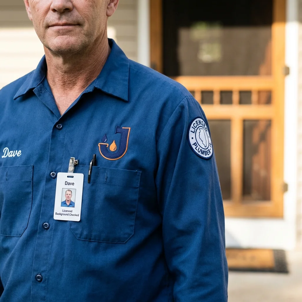 Licensed plumber showing ID badge in Livermore, KY