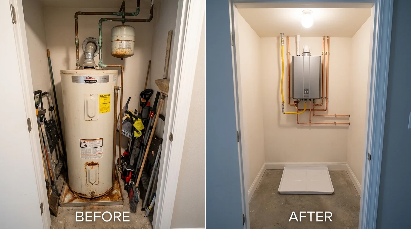 Tank water heater versus wall-mounted tankless unit comparison for Livermore, KY homeowners